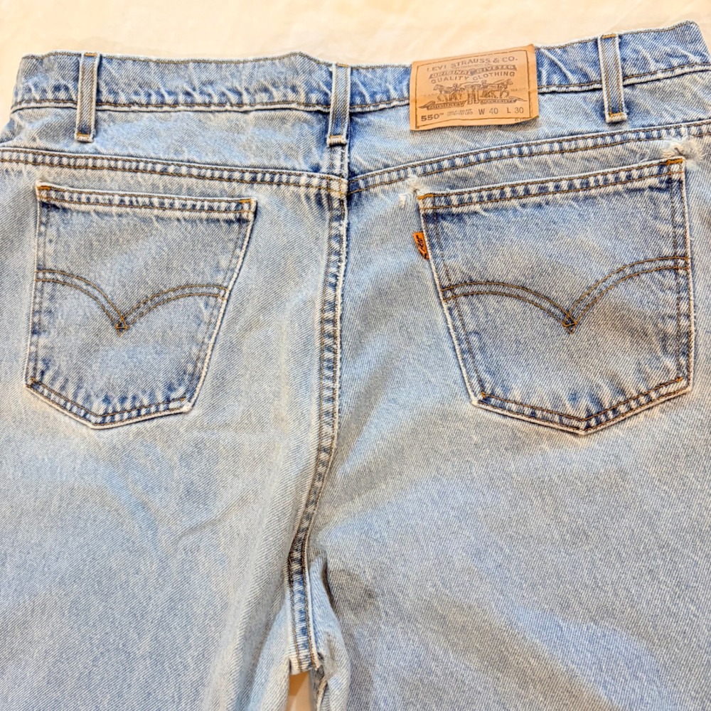 3 Pk Vintage Levis 550 Orange Tab Relaxed Tapered Jeans Light Wash‎ 40x30 Mens - Picture 8 of 11
